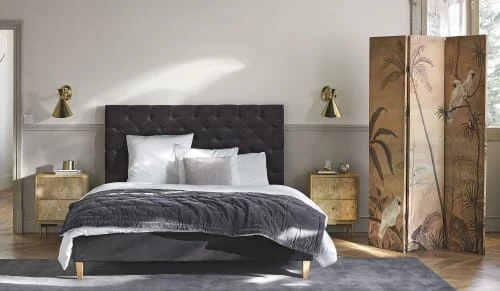 Maisons Du Monde Lits Lit Capitonné En Velours Avec Sommiers à Lattes Gris 140x190 6 Maisons Du Monde Lits Lit Capitonné En Velours Avec Sommiers à Lattes Gris 140x190 – Image 4