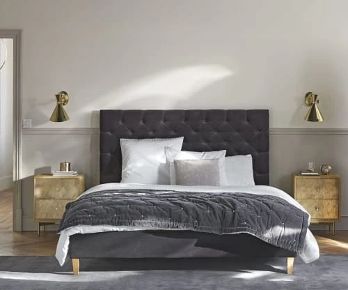 Maisons Du Monde Lits Lit Capitonné En Velours Avec Sommiers à Lattes Gris 140x190 5 Maisons Du Monde Lits Lit Capitonné En Velours Avec Sommiers à Lattes Gris 140x190 – Image 3