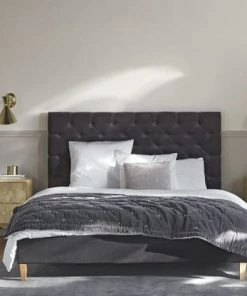 Maisons Du Monde Lits Lit Capitonné En Velours Avec Sommiers à Lattes Gris 160x200 -Sommiers Soldes lit capitonne en velours avec sommiers a lattes gris 160x200 1000 1 40 141203 10