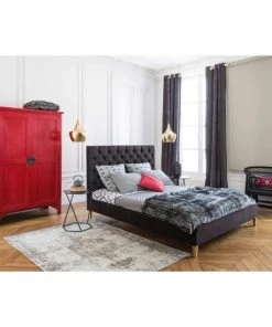 Maisons Du Monde Lits Lit Capitonné En Velours Avec Sommiers à Lattes Gris 160x200 -Sommiers Soldes lit capitonne en velours avec sommiers a lattes gris 160x200 1000 1 40 141203 5