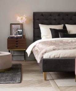 Maisons Du Monde Lits Lit Capitonné En Velours Avec Sommiers à Lattes Gris 160x200 -Sommiers Soldes lit capitonne en velours avec sommiers a lattes gris 160x200 1000 1 40 141203 8