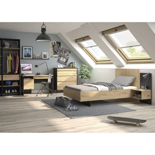 Gami Lits Lit Chevet Lambris 120x200 Effet Bois 4 Gami Lits Lit Chevet Lambris 120x200 Effet Bois – Image 2