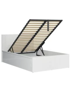 Brw Lits Lit Coffre 120x200 Sommier Inclus Blanc