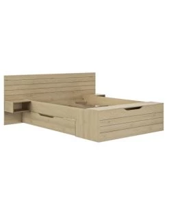 Calicosy Lits Lit Coffre 140x190 Effet Bois Clair - L217 X H90 X P221 Cm