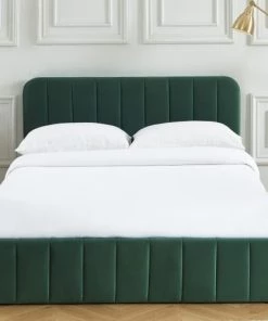 Homifab Lits Lit Coffre 140x190 En Velours Vert + Tête De Lit + Sommier à Lattes 11 Homifab Lits Lit Coffre 140x190 En Velours Vert + Tête De Lit + Sommier à Lattes -Sommiers Soldes lit coffre 140x190 en velours vert tete de lit sommier a lattes 3