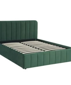 Homifab Lits Lit Coffre 140x190 En Velours Vert + Tête De Lit + Sommier à Lattes 13 Homifab Lits Lit Coffre 140x190 En Velours Vert + Tête De Lit + Sommier à Lattes -Sommiers Soldes lit coffre 140x190 en velours vert tete de lit sommier a lattes 5