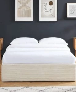 Homifab Lits Lit Coffre 140x190cm En Velours Côtelé Beige + Sommier à Lattes 11 Homifab Lits Lit Coffre 140x190cm En Velours Côtelé Beige + Sommier à Lattes -Sommiers Soldes lit coffre 140x190cm en velours cotele beige sommier a lattes 3