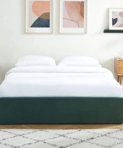 Homifab Lits Lit Coffre 140x190cm En Velours Vert + Sommier à Lattes -Sommiers Soldes lit coffre 140x190cm en velours vert sommier a lattes 3