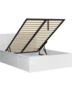 Brw Lits Lit Coffre 140x200 Sommier Inclus Blanc