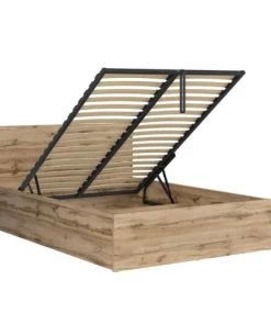 Brw Lits Lit Coffre 140x200 Sommier Inclus Naturel
