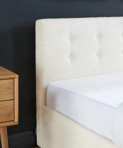 Homifab Lits Lit Coffre 160x200 En Tissu Bouclé Beige Avec Tête De Lit Et Sommier -Sommiers Soldes lit coffre 160x200 en tissu boucle beige avec tete de lit et sommier 4