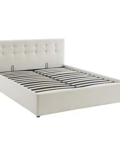 Homifab Lits Lit Coffre 160x200 En Tissu Bouclé Beige Avec Tête De Lit Et Sommier -Sommiers Soldes lit coffre 160x200 en tissu boucle beige avec tete de lit et sommier 5