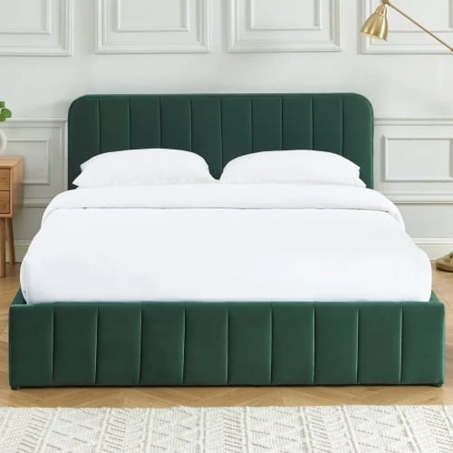 Homifab Lits Lit Coffre 160x200 En Velours Vert + Tête De Lit + Sommier à Lattes 6 Homifab Lits Lit Coffre 160x200 En Velours Vert + Tête De Lit + Sommier à Lattes – Image 4