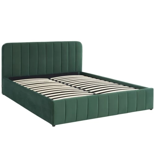 Homifab Lits Lit Coffre 160x200 En Velours Vert + Tête De Lit + Sommier à Lattes 8 Homifab Lits Lit Coffre 160x200 En Velours Vert + Tête De Lit + Sommier à Lattes – Image 6