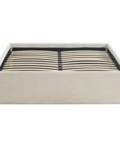 Homifab Lits Lit Coffre 160x200cm En Velours Côtelé Beige + Sommier à Lattes -Sommiers Soldes lit coffre 160x200cm en velours cotele beige sommier a lattes 5