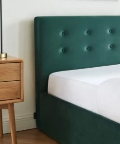 Homifab Lits Lit Coffre 180x200 En Velours Vert Avec Tête De Lit Et Sommier -Sommiers Soldes lit coffre 180x200 en velours vert avec tete de lit et sommier 3