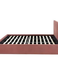 ELLE Décoration Lits Lit Coffre 180x200cm En Velours Rose + Tête De Lit + Sommier à Lattes -Sommiers Soldes lit coffre 180x200cm en velours rose tete de lit sommier a lattes 4