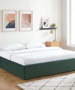 Homifab Lits Lit Coffre 180x200cm En Velours Vert + Sommier à Lattes -Sommiers Soldes lit coffre 180x200cm en velours vert sommier a lattes 2