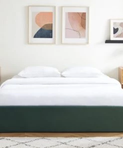 Homifab Lits Lit Coffre 180x200cm En Velours Vert + Sommier à Lattes -Sommiers Soldes lit coffre 180x200cm en velours vert sommier a lattes 3