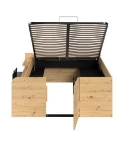 Calicosy Lits Lit Coffre Avec Rangements - 140x190/200 - Décor Chêne Artisan Et Noir -Sommiers Soldes lit coffre avec rangements 140x190 200 decor chene artisan et noir 3