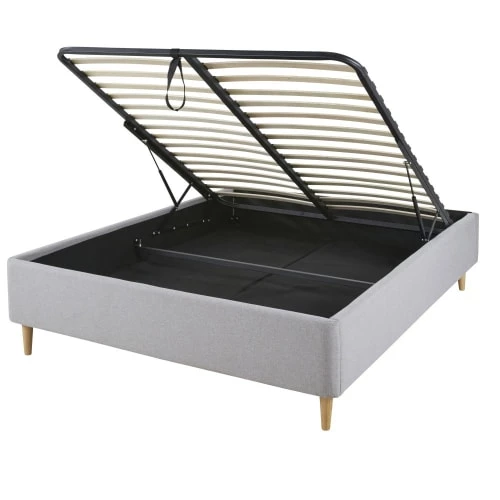 Maisons Du Monde Lits Lit Coffre Avec Sommier à Lattes Gris Clair 140x190 6 Maisons Du Monde Lits Lit Coffre Avec Sommier à Lattes Gris Clair 140x190 – Image 4