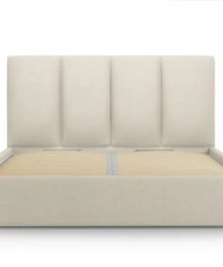 Micadoni Home Lits Lit Coffre Avec Tête De Lit 140x200 Cm En Tissu Structuré Beige -Sommiers Soldes lit coffre avec tete de lit 140x200 cm en tissu structure beige 2