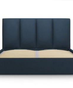 Micadoni Home Lits Lit Coffre Avec Tête De Lit 140x200 Cm En Tissu Structuré Bleu Foncé -Sommiers Soldes lit coffre avec tete de lit 140x200 cm en tissu structure bleu fonce 7