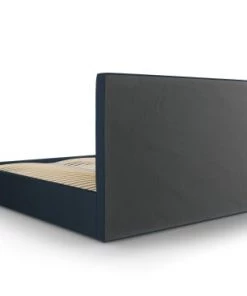 Micadoni Home Lits Lit Coffre Avec Tête De Lit 140x200 Cm En Tissu Structuré Bleu Foncé -Sommiers Soldes lit coffre avec tete de lit 140x200 cm en tissu structure bleu fonce 8