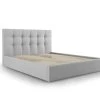 Micadoni Home Lits Lit Coffre Avec Tête De Lit 140x200 Cm En Tissu Structuré Gris Clair