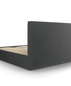 Micadoni Home Lits Lit Coffre Avec Tête De Lit 140x200 Cm En Tissu Structuré Gris Foncé -Sommiers Soldes lit coffre avec tete de lit 140x200 cm en tissu structure gris fonce 3