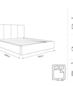 Micadoni Home Lits Lit Coffre Avec Tête De Lit 140x200 Cm En Tissu Structuré Gris Foncé -Sommiers Soldes lit coffre avec tete de lit 140x200 cm en tissu structure gris fonce 4