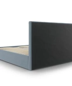 Micadoni Home Lits Lit Coffre Avec Tête De Lit 140x200 Cm En Velours Bleu -Sommiers Soldes lit coffre avec tete de lit 140x200 cm en velours bleu 8