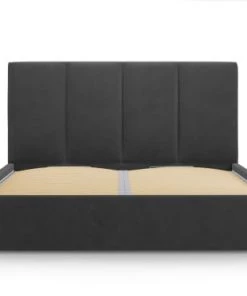 Micadoni Home Lits Lit Coffre Avec Tête De Lit 140x200 Cm En Velours Gris Foncé -Sommiers Soldes lit coffre avec tete de lit 140x200 cm en velours gris fonce 7