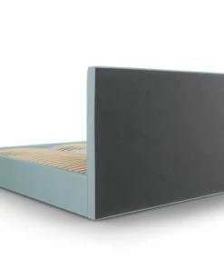 Micadoni Home Lits Lit Coffre Avec Tête De Lit 160x200 Cm En Tissu Structuré Bleu Clair -Sommiers Soldes lit coffre avec tete de lit 160x200 cm en tissu structure bleu clair 8