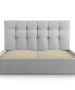 Micadoni Home Lits Lit Coffre Avec Tête De Lit 160x200 Cm En Tissu Structuré Gris Clair -Sommiers Soldes lit coffre avec tete de lit 160x200 cm en tissu structure gris clair 2