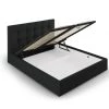 Micadoni Home Lits Lit Coffre Avec Tête De Lit 160x200 Cm En Tissu Structuré Noir