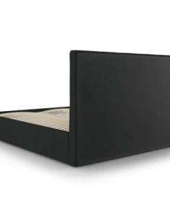 Micadoni Home Lits Lit Coffre Avec Tête De Lit 160x200 Cm En Tissu Structuré Noir -Sommiers Soldes lit coffre avec tete de lit 160x200 cm en tissu structure noir 2