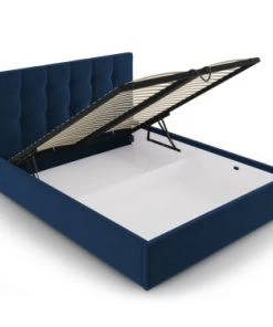 Micadoni Home Lits Lit Coffre Avec Tête De Lit 160x200 Cm En Velours Bleu Roi -Sommiers Soldes lit coffre avec tete de lit 160x200 cm en velours bleu roi 1
