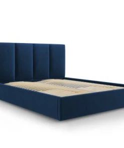 Micadoni Home Lits Lit Coffre Avec Tête De Lit 160x200 Cm En Velours Bleu Roi