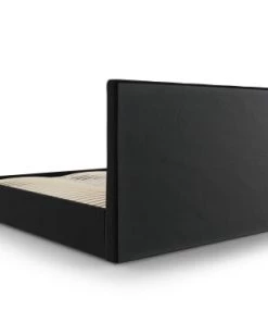 Micadoni Home Lits Lit Coffre Avec Tête De Lit 160x200 Cm En Velours Noir -Sommiers Soldes lit coffre avec tete de lit 160x200 cm en velours noir 8