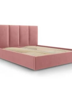 Micadoni Home Lits Lit Coffre Avec Tête De Lit 160x200 Cm En Velours Rose
