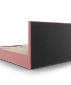 Micadoni Home Lits Lit Coffre Avec Tête De Lit 160x200 Cm En Velours Rose -Sommiers Soldes lit coffre avec tete de lit 160x200 cm en velours rose 8