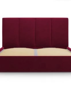 Micadoni Home Lits Lit Coffre Avec Tête De Lit 160x200 Cm En Velours Rouge Foncé -Sommiers Soldes lit coffre avec tete de lit 160x200 cm en velours rouge fonce 7