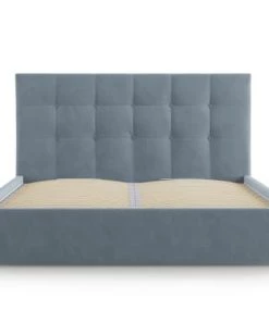 Micadoni Home Lits Lit Coffre Avec Tête De Lit 180x200 Cm En Velours Bleu -Sommiers Soldes lit coffre avec tete de lit 180x200 cm en velours bleu 2