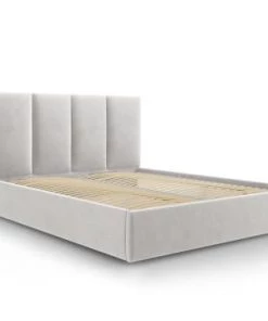 Micadoni Home Lits Lit Coffre Avec Tête De Lit 180x200 Cm En Velours Gris Clair