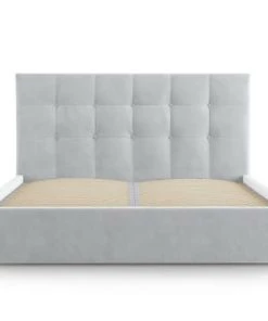 Micadoni Home Lits Lit Coffre Avec Tête De Lit 180x200 Cm En Velours Gris Clair -Sommiers Soldes lit coffre avec tete de lit 180x200 cm en velours gris clair 7