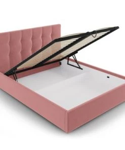 Micadoni Home Lits Lit Coffre Avec Tête De Lit 180x200 Cm En Velours Rose -Sommiers Soldes lit coffre avec tete de lit 180x200 cm en velours rose 6