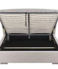 Usinestreet Lits Lit Coffre Avec Tête De Lit Et Sommier En Tissu Gris Clair 160x200 -Sommiers Soldes lit coffre avec tete de lit et sommier en tissu gris clair 160x200 5