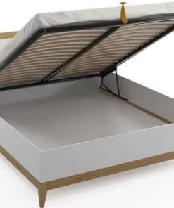 Skandica Lits Lit Coffre Avec Tête De Lit Sommier Massif Blanc 160x200cm