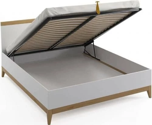 Skandica Lits Lit Coffre Avec Tête De Lit Sommier Massif Blanc 200x200cm 3 Skandica Lits Lit Coffre Avec Tête De Lit Sommier Massif Blanc 200x200cm